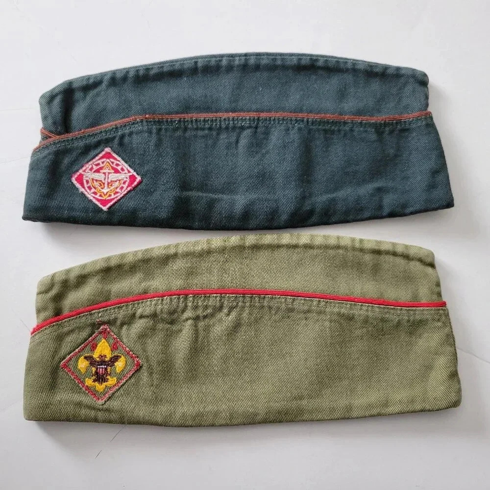Boy Scout Sea Scout Garrison Hat Lot of 2 Cap Official Uniform Explorer Vintage